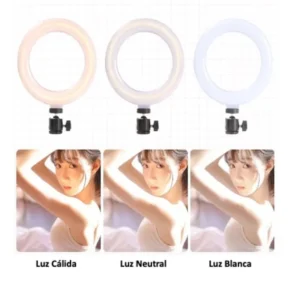 Aro de Luz 26 cm Led Tripode 2.10 mt + Control Remoto Bluetooth